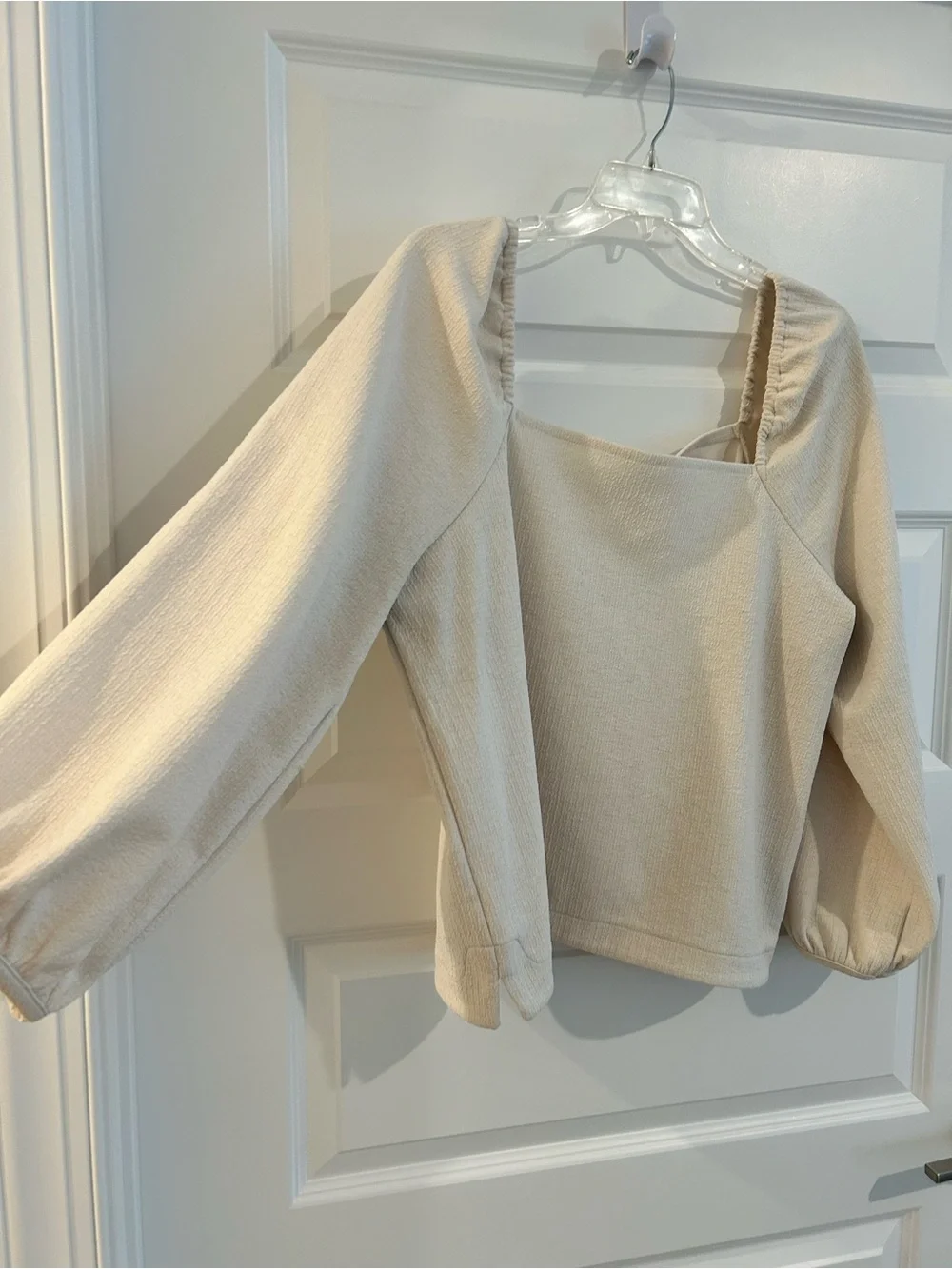 Madewell Square Neck Puff Sleeve Top Cream Size XL